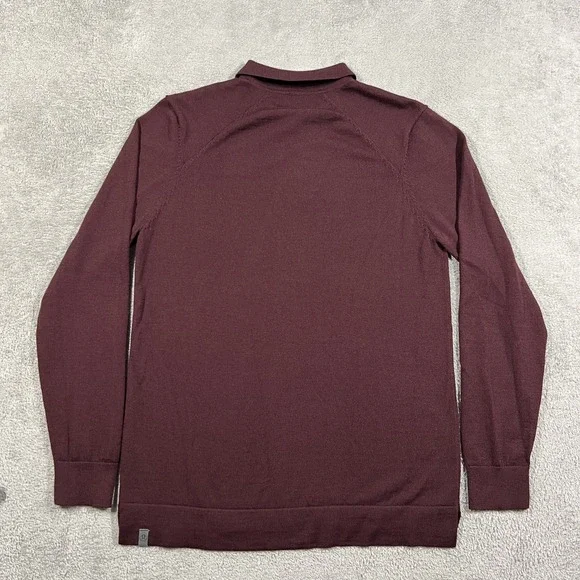 Lululemon Techwool Polo Shirt Mens Large Burgundy Long Sleeve Wool Blend - Picture 7 of 10